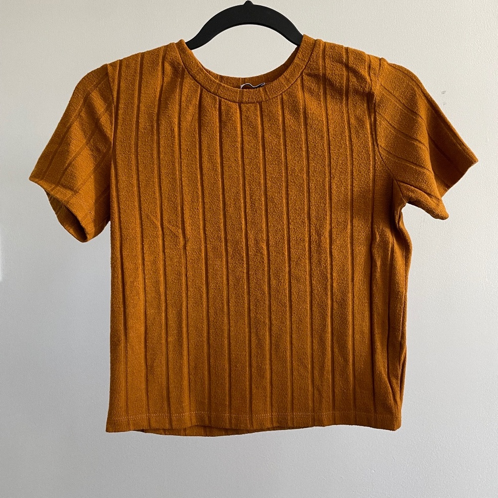 Zara Mustard Yellow Ribbed Tee